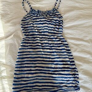 LOFT Women’s Navy and White Striped Dress
